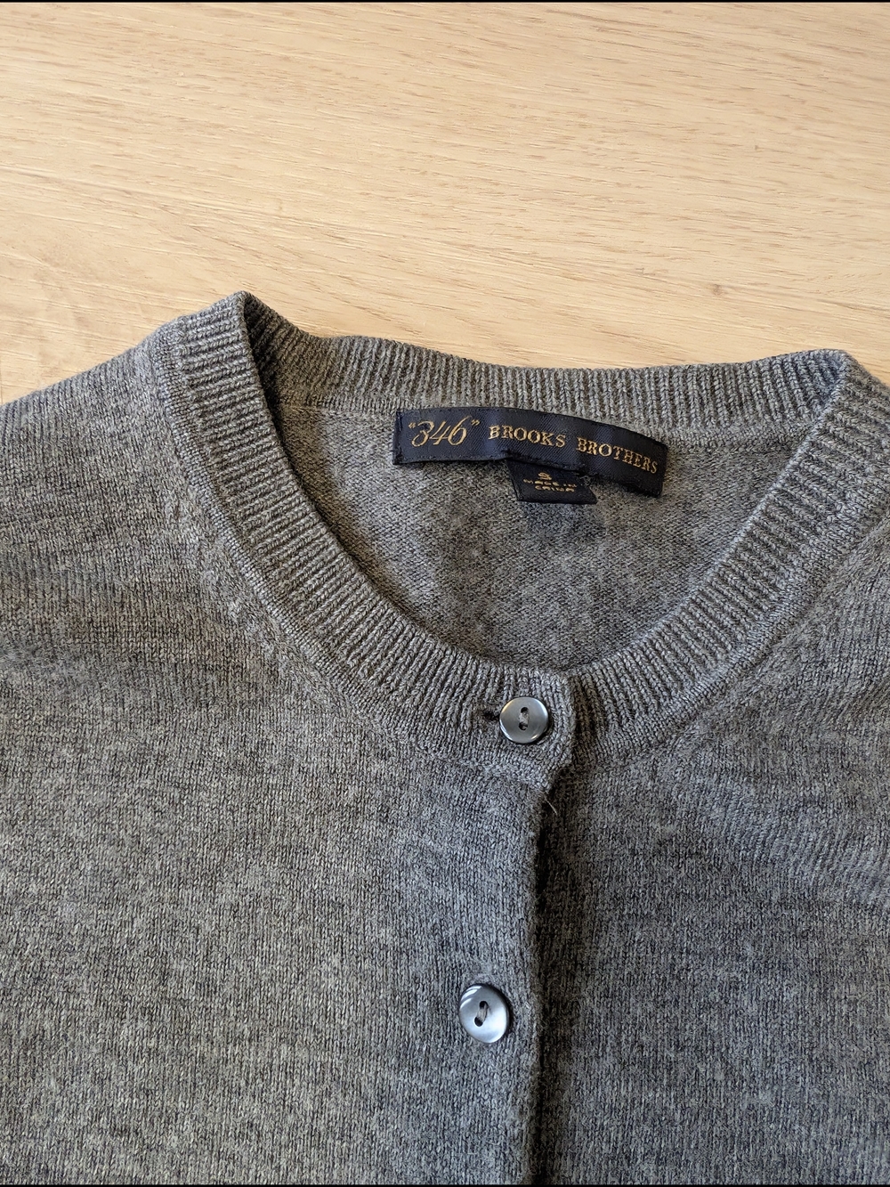 Brooks Brothers Gray Crewneck Wool Cardigan